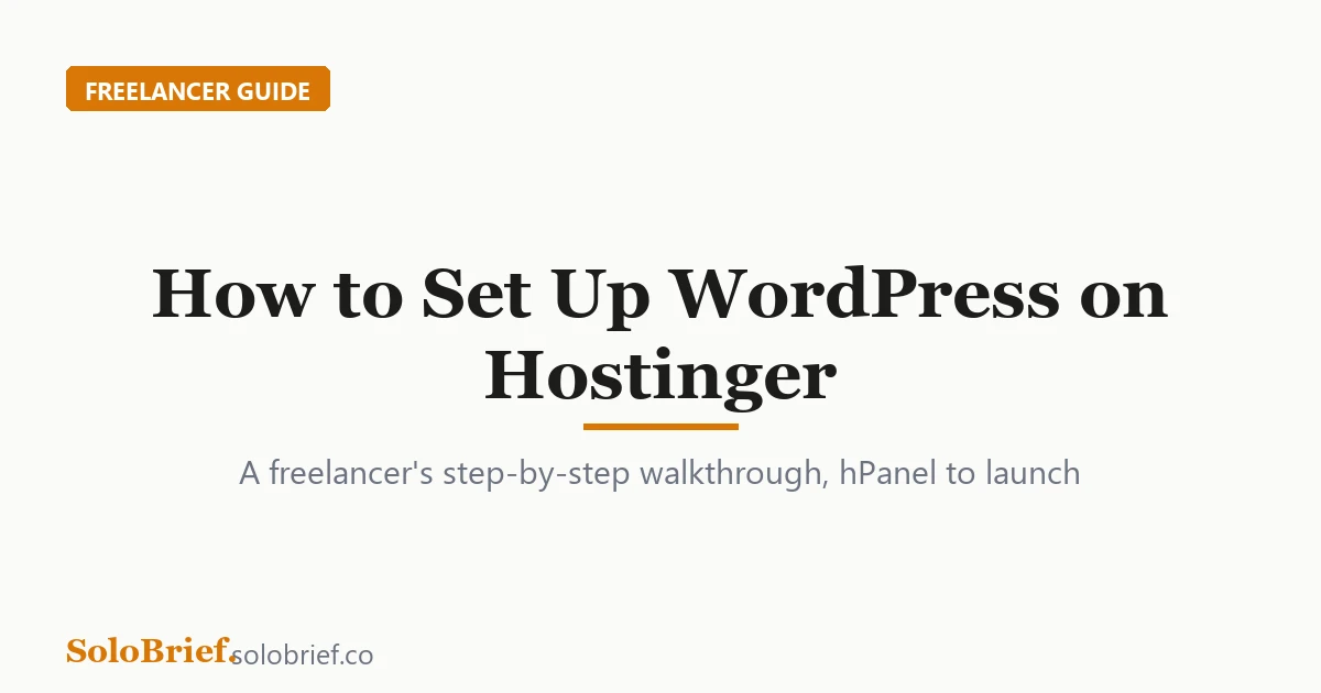 Setting up WordPress on Hostinger hPanel for a freelance website
